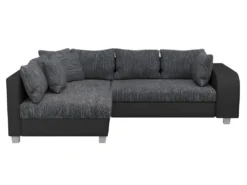 Canapé D'angle Convertible Tissu Et Simili KUOPIO - Gris Et Noir - Angle Gauche -Canapé Soldes Boutique canape 425725