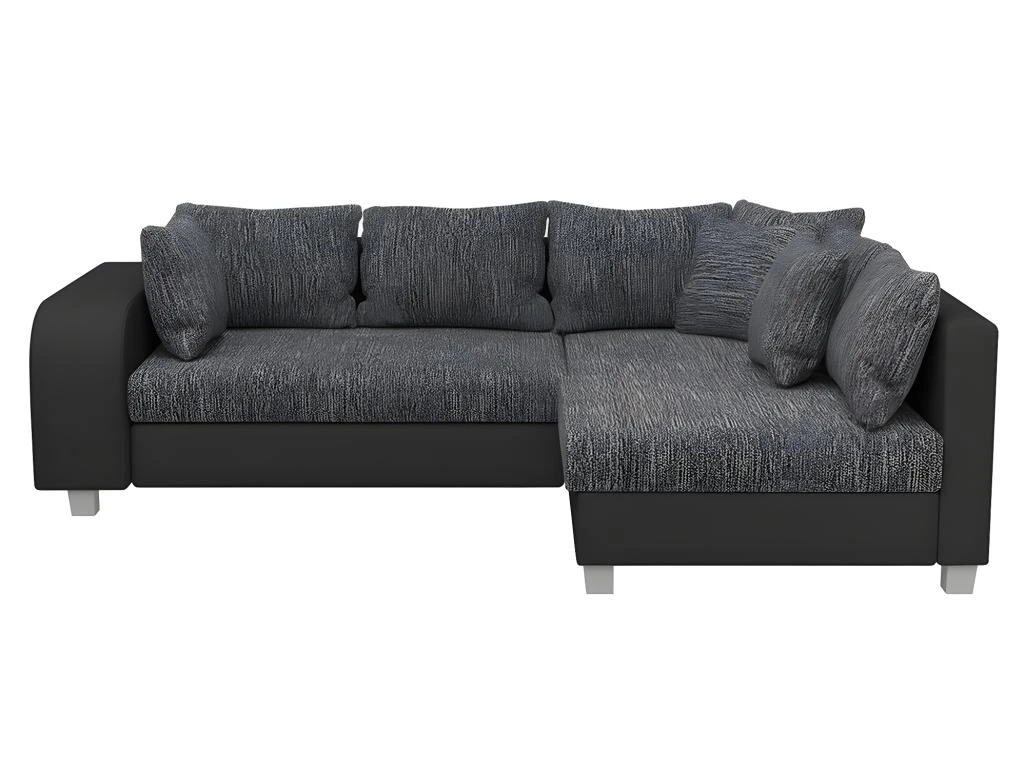 Canapé D'angle Convertible Tissu Et Simili KUOPIO - Gris Et Noir - Angle Droit 4 Canapé D'angle Convertible Tissu Et Simili KUOPIO - Gris Et Noir - Angle Droit – Image 4