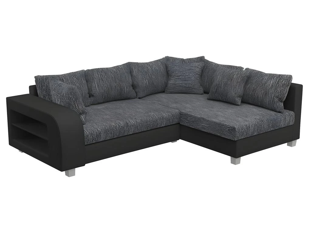Canapé D'angle Convertible Tissu Et Simili KUOPIO - Gris Et Noir - Angle Droit 3 Canapé D'angle Convertible Tissu Et Simili KUOPIO - Gris Et Noir - Angle Droit – Image 3