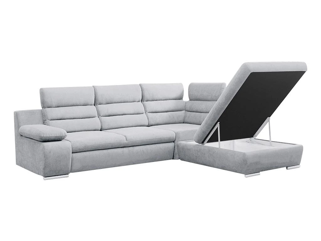 Canapé D'angle Convertible En Tissu PYLOS - Gris Clair - Angle Droit 5 Canapé D'angle Convertible En Tissu PYLOS - Gris Clair - Angle Droit – Image 5