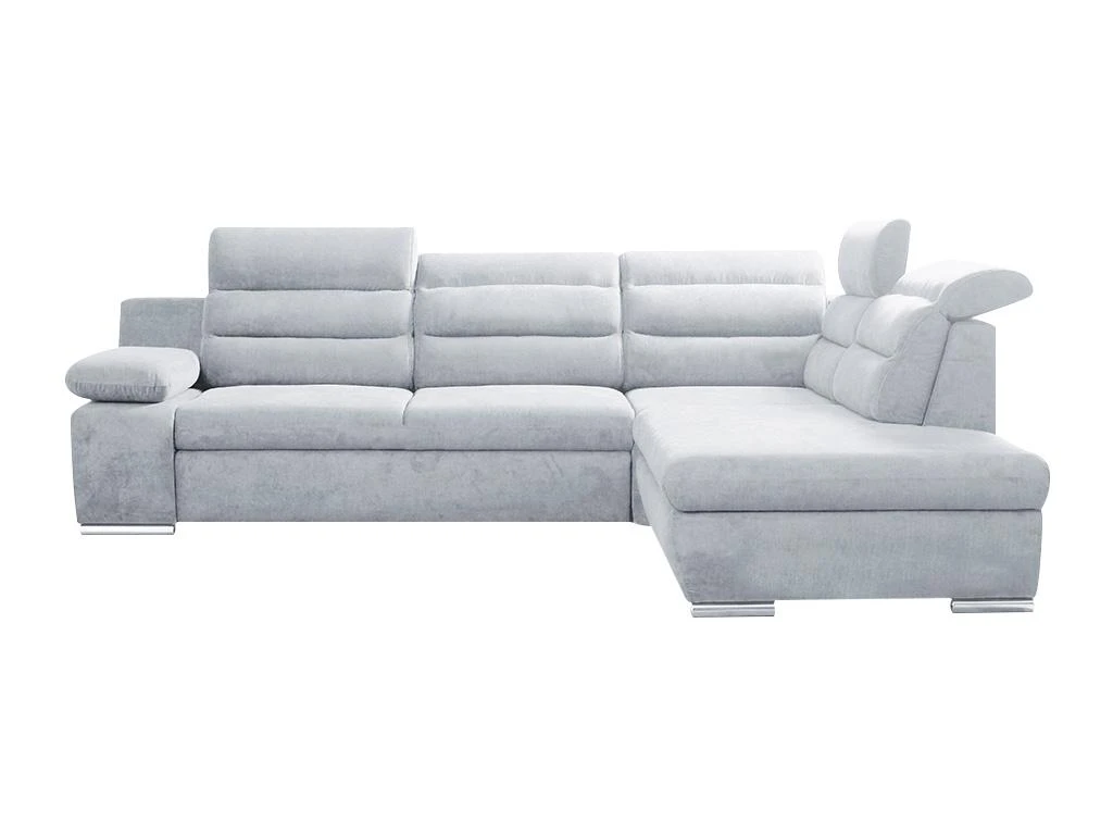 Canapé D'angle Convertible En Tissu PYLOS - Gris Clair - Angle Droit 6 Canapé D'angle Convertible En Tissu PYLOS - Gris Clair - Angle Droit – Image 6