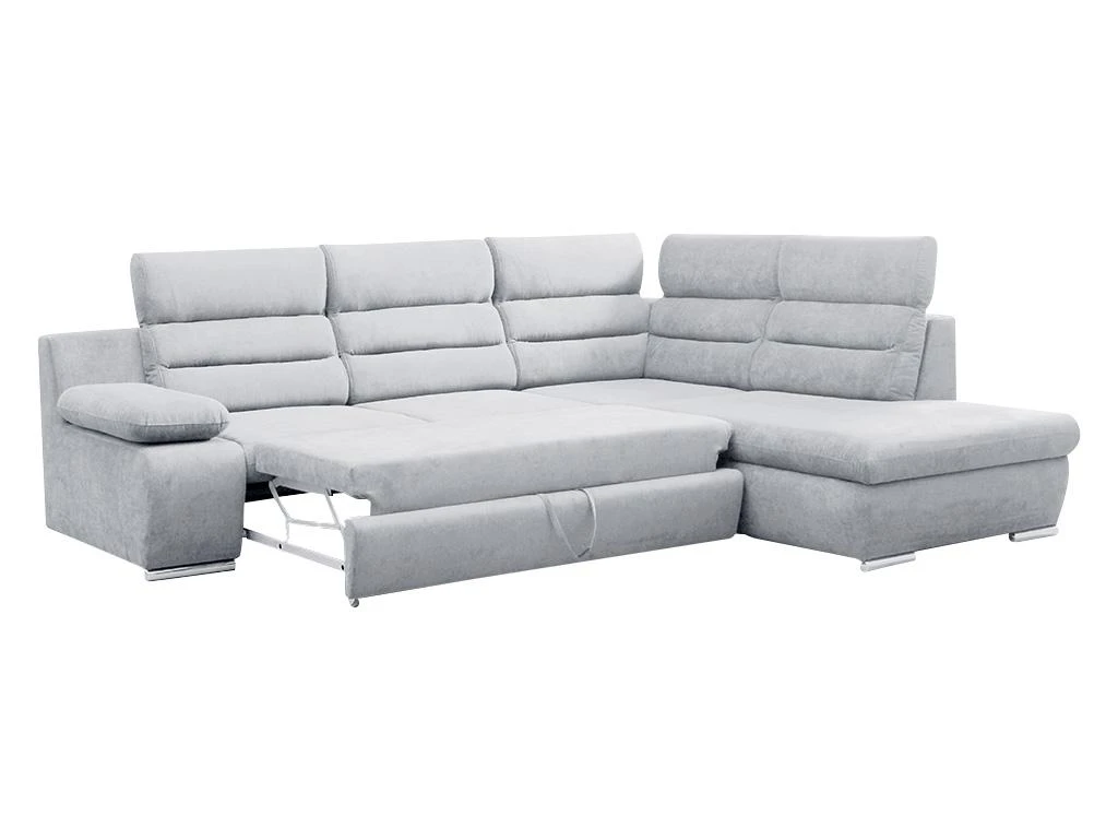 Canapé D'angle Convertible En Tissu PYLOS - Gris Clair - Angle Droit 4 Canapé D'angle Convertible En Tissu PYLOS - Gris Clair - Angle Droit – Image 4