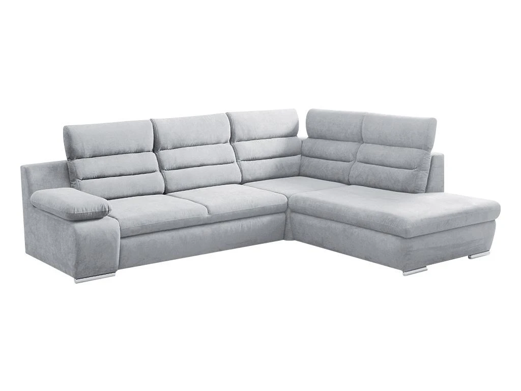 Canapé D'angle Convertible En Tissu PYLOS - Gris Clair - Angle Droit 3 Canapé D'angle Convertible En Tissu PYLOS - Gris Clair - Angle Droit – Image 3