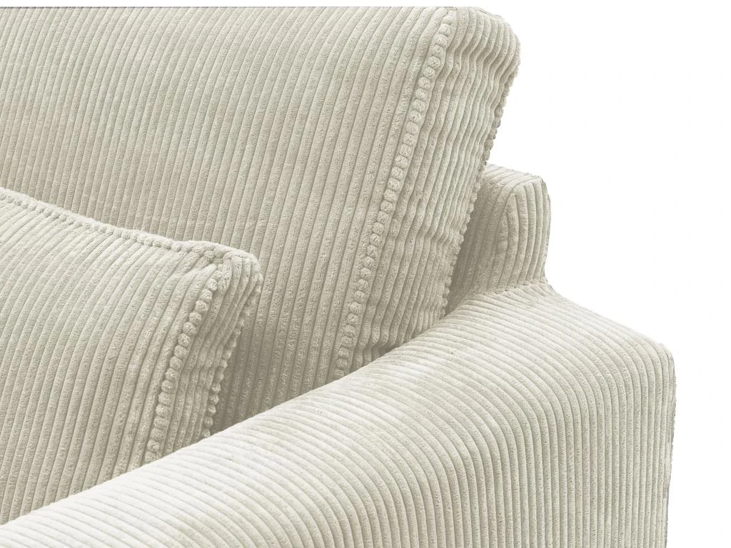 Canapé D'angle Gauche En Velours Côtelé Crème MONDOVI 4 Canapé D'angle Gauche En Velours Côtelé Crème MONDOVI – Image 4