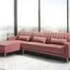 Canapé D'angle MEYREUIL En Velours - Vieux Rose - Angle Gauche