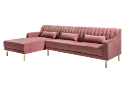 Canapé D'angle MEYREUIL En Velours - Vieux Rose - Angle Gauche -Canapé Soldes Boutique canape 448947