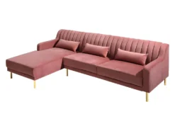 Canapé D'angle MEYREUIL En Velours - Vieux Rose - Angle Gauche -Canapé Soldes Boutique canape 448949