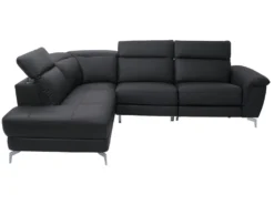 Canapé D'angle Relax électrique En Cuir OLBIA - Noir - Angle Gauche -Canapé Soldes Boutique canape 450669