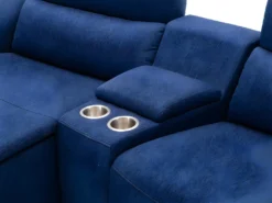 Canapé D'angle Relax électrique En Tissu EIVOR - Bleu - Angle Gauche -Canapé Soldes Boutique canape 451703