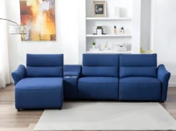 Canapé D'angle Relax électrique En Tissu EIVOR - Bleu - Angle Gauche -Canapé Soldes Boutique canape 451709