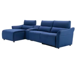 Canapé D'angle Relax électrique En Tissu EIVOR - Bleu - Angle Gauche -Canapé Soldes Boutique canape 451713