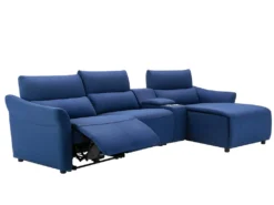 Canapé D'angle Relax électrique En Tissu EIVOR - Bleu - Angle Droit -Canapé Soldes Boutique canape 451717