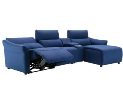 Canapé D'angle Relax électrique En Tissu EIVOR - Bleu - Angle Droit -Canapé Soldes Boutique canape 451719