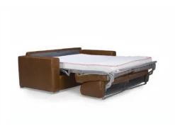 Canapé 3 Places Convertible Express 100% Cuir De Buffle Vintage Caramel Matelas 14cm DELECTEA II -Canapé Soldes Boutique canape 474085