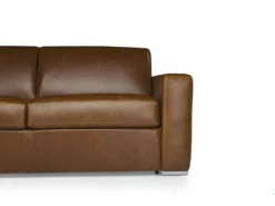 Canapé 3 Places Convertible Express 100% Cuir De Buffle Vintage Caramel Matelas 14cm DELECTEA II -Canapé Soldes Boutique canape 474093