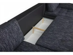 Canapé D'angle Panoramique Convertible Et Réversible En Tissu Et Simili AZELMA - Noir Et Anthracite -Canapé Soldes Boutique canape 474695