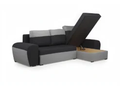 Canapé D'angle Réversible Et Convertible En Tissu GABY - Bicolore Noir Et Gris Clair -Canapé Soldes Boutique canape 474713