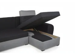 Canapé D'angle Réversible Et Convertible En Tissu GABY - Bicolore Noir Et Gris Clair -Canapé Soldes Boutique canape 474717