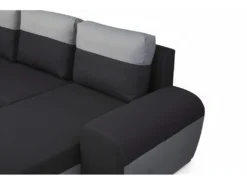 Canapé D'angle Réversible Et Convertible En Tissu GABY - Bicolore Noir Et Gris Clair -Canapé Soldes Boutique canape 474719