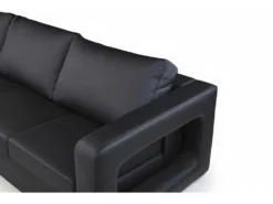 Canapé D'angle Réversible En Simili TALITA - Noir Et Bande Blanche -Canapé Soldes Boutique canape 474731