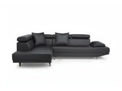 Canapé D'angle XL En Simili ROMAIN - Noir - Angle Gauche -Canapé Soldes Boutique canape 474741