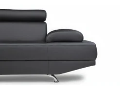 Canapé D'angle XL En Simili ROMAIN - Noir - Angle Gauche -Canapé Soldes Boutique canape 474749