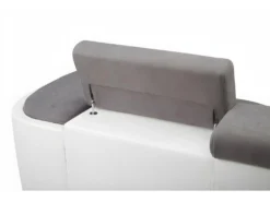 Canapé D'angle Convertible En Tissu Et Simili MYSEN - Blanc Et Gris - Angle Gauche -Canapé Soldes Boutique canape 474803