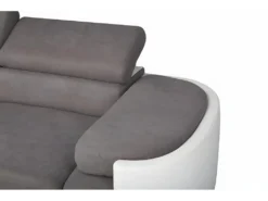 Canapé D'angle Convertible En Tissu Et Simili MYSEN - Blanc Et Gris - Angle Gauche -Canapé Soldes Boutique canape 474807