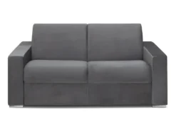 Canapé 2 Places Convertible Express En Velours CALITO - Anthracite - Couchage Lattes Larges 120 Cm - Matelas 22 Cm Avec Mémoire De Forme DUNLOPILLO -Canapé Soldes Boutique canape 477173