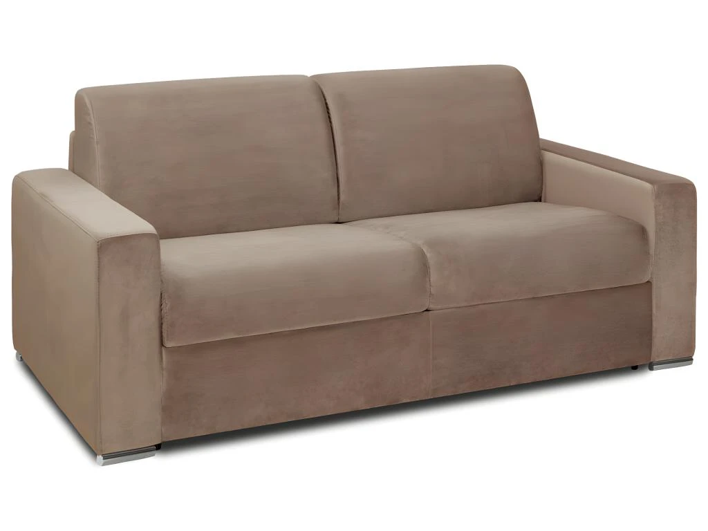 Canapé 3 Places Convertible Express En Velours CALITO - Beige - Couchage Lattes Larges 140 Cm - Matelas 22 Cm Avec Mémoire De Forme DUNLOPILLO 4 Canapé 3 Places Convertible Express En Velours CALITO - Beige - Couchage Lattes Larges 140 Cm - Matelas 22 Cm Avec Mémoire De Forme DUNLOPILLO – Image 4