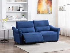 Canapé 3 Places Relax électrique En Tissu RAGNAR - Bleu -Canapé Soldes Boutique canape 480657