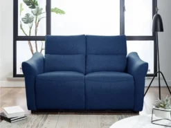 Canapé 2 Places Relax électrique En Tissu RAGNAR - Bleu -Canapé Soldes Boutique canape 480675