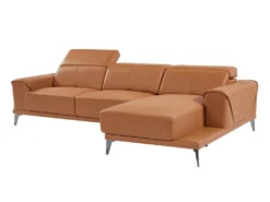 Canapé D'angle Droit En Cuir De Buffle Camel ANDOR -Canapé Soldes Boutique canape 481123