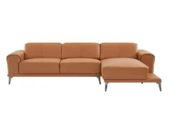 Canapé D'angle Droit En Cuir De Buffle Camel ANDOR -Canapé Soldes Boutique canape 481125