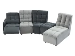 Canapé D'angle Relax électrique Modulable En Velours Gris Clair Et Anthracite ALFORD -Canapé Soldes Boutique canape 481311