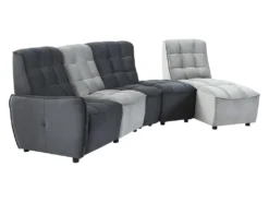 Canapé D'angle Relax électrique Modulable En Velours Gris Clair Et Anthracite ALFORD -Canapé Soldes Boutique canape 481315