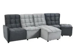 Canapé D'angle Relax électrique Modulable En Velours Gris Clair Et Anthracite ALFORD -Canapé Soldes Boutique canape 481321