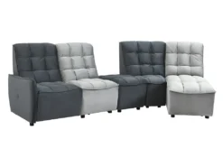Canapé D'angle Relax électrique Modulable En Velours Gris Clair Et Anthracite ALFORD -Canapé Soldes Boutique canape 481323
