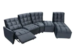 Canapé D'angle Relax électrique Modulable En Velours Anthracite ALFORD -Canapé Soldes Boutique canape 481343