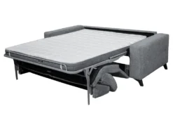 Canapé 3 Places Convertible Express En Tissu MONTASI - Gris - Couchage 140 Cm - Matelas DUNLOPILLO 14 Cm Avec Mémoire De Forme -Canapé Soldes Boutique canape 484447
