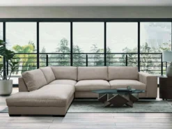 Canapé D'angle Gauche En Tissu Beige MESETA