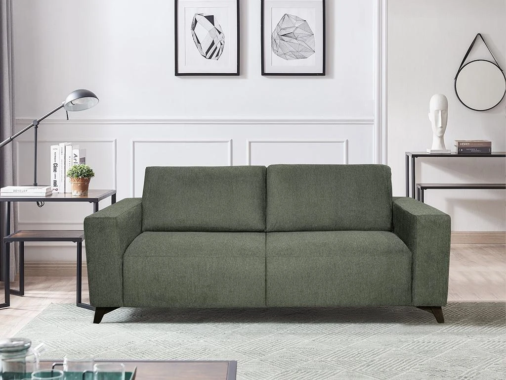 Canapé 3 Places Convertible Express En Tissu MONTASI - Vert - Couchage 140 Cm - Matelas DUNLOPILLO 14 Cm Avec Mémoire De Forme 1 Canapé 3 Places Convertible Express En Tissu MONTASI - Vert - Couchage 140 Cm - Matelas DUNLOPILLO 14 Cm Avec Mémoire De Forme