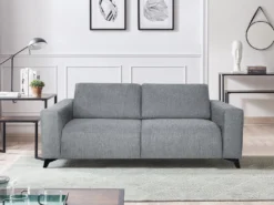 Canapé 3 Places Convertible Express En Tissu MONTASI - Gris - Couchage 140 Cm - Matelas DUNLOPILLO 14 Cm Avec Mémoire De Forme -Canapé Soldes Boutique canape 485037