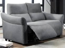 Canapé 2 Places Relax électrique En Tissu RAGNAR - Gris -Canapé Soldes Boutique canape 485505