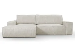 Canapé D'angle Convertible En Velours Côtelé Beige AMELIA De Pascal Morabito - Angle Gauche -Canapé Soldes Boutique canape 487097