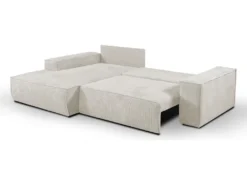 Canapé D'angle Convertible En Velours Côtelé Beige AMELIA De Pascal Morabito - Angle Gauche -Canapé Soldes Boutique canape 487107