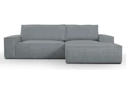 Canapé D'angle Convertible En Velours Côtelé Gris AMELIA De Pascal Morabito - Angle Droit -Canapé Soldes Boutique canape 487111