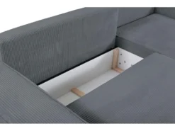 Canapé D'angle Convertible En Velours Côtelé Gris AMELIA De Pascal Morabito - Angle Droit -Canapé Soldes Boutique canape 487117