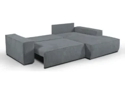 Canapé D'angle Convertible En Velours Côtelé Gris AMELIA De Pascal Morabito - Angle Droit -Canapé Soldes Boutique canape 487119