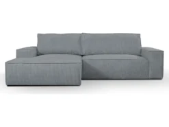 Canapé D'angle Convertible En Velours Côtelé Gris AMELIA De Pascal Morabito - Angle Gauche -Canapé Soldes Boutique canape 487127